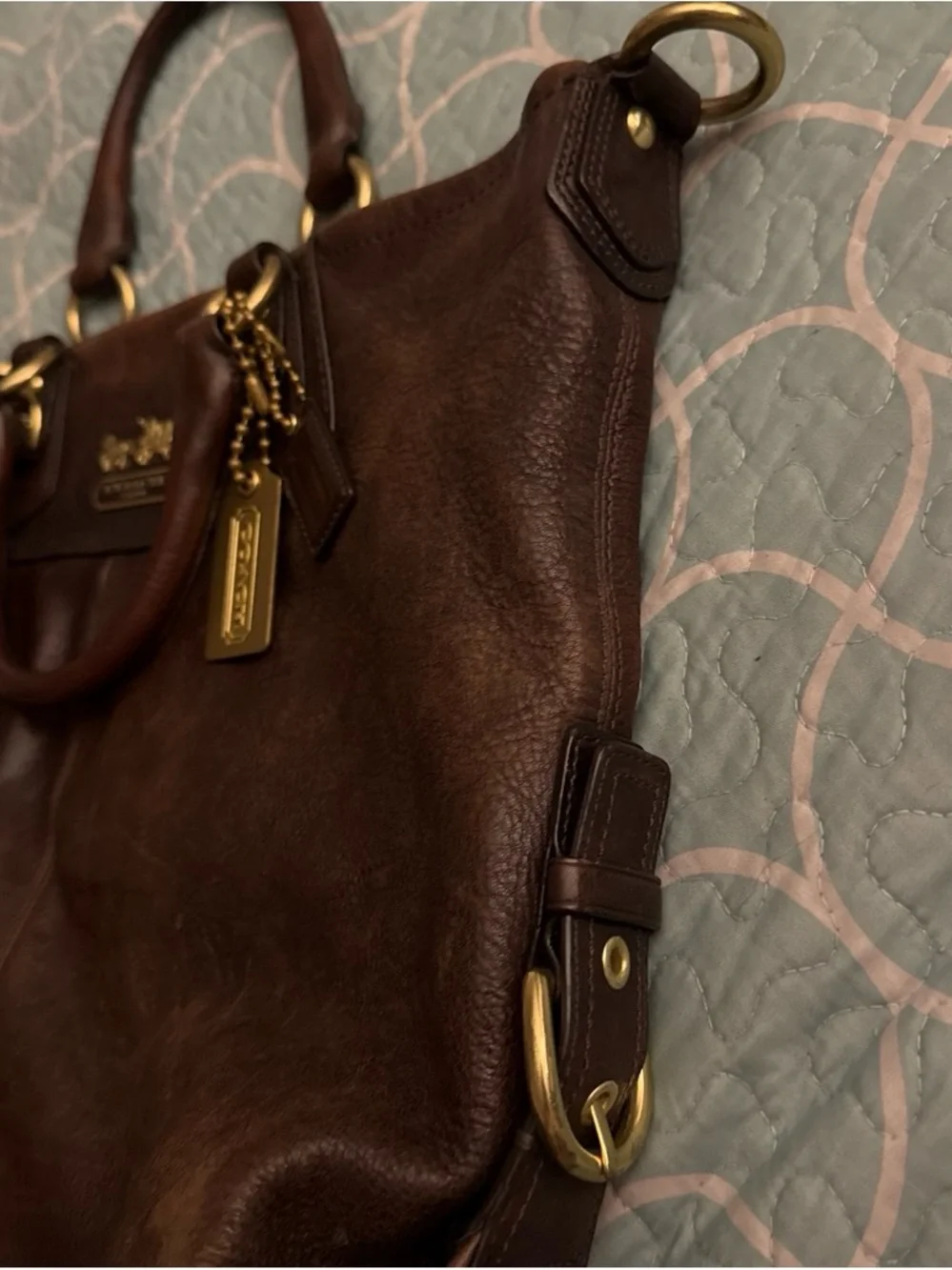 VINTAGE Coach Dark Brown Leather Tote with Gold Hardware